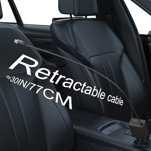 Retractable Car Charger, Total 75W Fast Charger 3 in 1 USB C Car Adapter, Retarctable Type C Cables (30 inch) and 2 USB Ports, Compatible with iPhone 16/15 Series, iPad, Galaxy, Pixel, Laptop and More — view 2