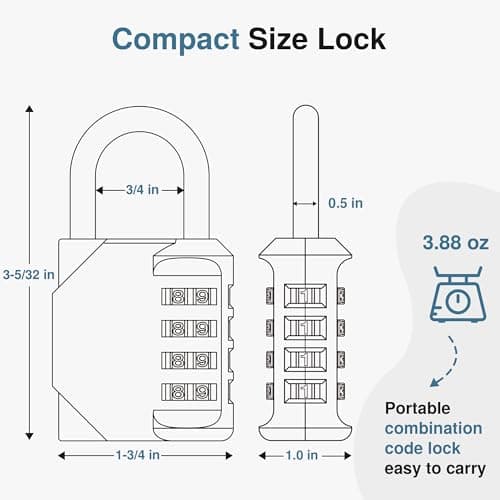 Puroma Combination Lock 4 Digit Waterproof Locker Locks Secure Outdoor Padlock for Gym Lockers, Toolboxes, Gates, Fences, Storage, Sports Locker, Cabinets (Sky Blue) — view 4