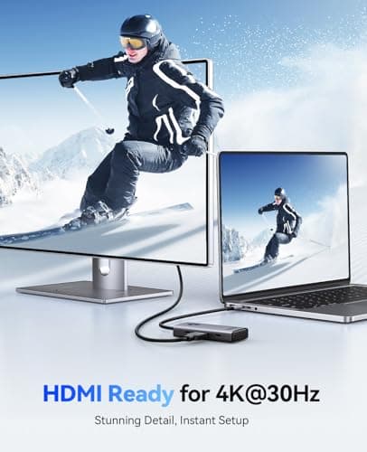 ORICO USB C Docking Station, 6-in-1 Laptop Docking Station with HDMI 4K@30Hz, 100W PD, USB-A&C 3.0, USB C Dock Compatible with MackBook/Dell XPS/HP/Surface — view 3