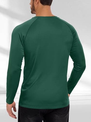 TUREFACE Mens UPF 50+ UV Sun Protection Long Sleeve Shirt Quick Dry Rash Guard T-Shirts for Outdoor Activities Spruce Green X-Large