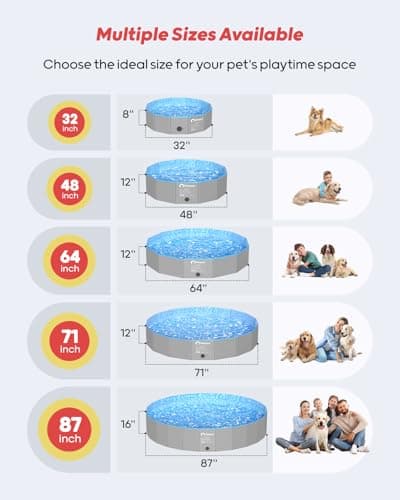 Peteast Foldable Dog Pool with 2 Flying Disks, Durable Hard Plastic Dog Swimming Pools for Large Dogs, Collapsible Pet Pool for Backyard & Indoor, Ideal Kiddie Pools for Dogs and Kids, 32 in — view 4