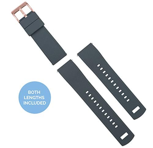 22mm Smoke Grey/Black - BARTON Elite Silicone Watch Bands - Rose Gold Buckle Quick Release — view 2