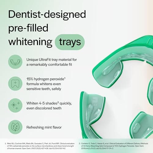 Opalescence Go 15- Prefilled Teeth Whitening Trays Kit - 15% Hydrogen Peroxide - (10 Treatments) Dentist Recomended - Made by Ultradent Products. Teeth Whitening Kit -Mint - 5194-1