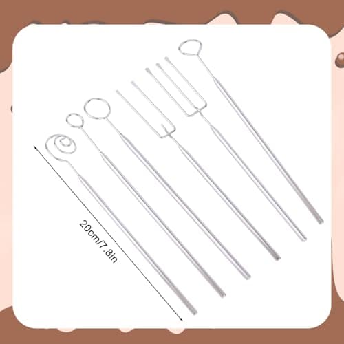6pcs Chocolate Dipping Tools Set, Stainless Steel Candy Fondue Forks Sticks with Slotted Spoons Cake Decorating Tools Accessories Kit for Truffles Dessert Candy Making Cooking Baking Supplies
