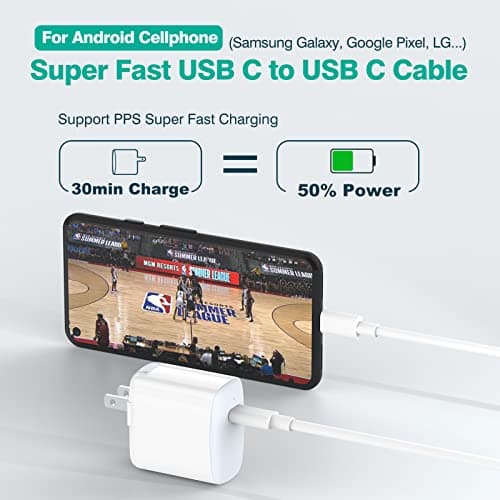 USB C to USB C Cable (2-Pack, 6.6ft) for MacBook Air/Pro Charger, iPad Pro 12.9/11 inch, iPad Air 5/4, Mini 6, iPhone 17/16/15, Pixel, Galaxy S25/S24, Switch 2, Type C Fast Charging Cord — view 4