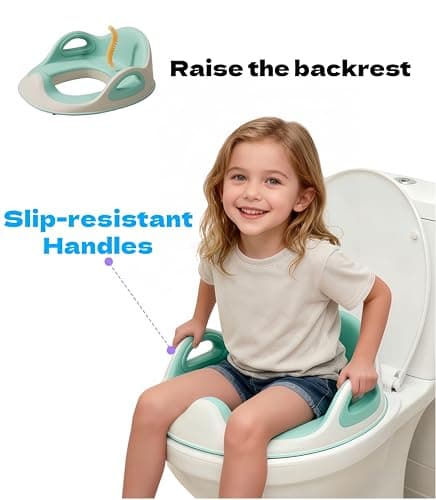 Potty Training Seat for Boys and Girls – Baby Potty Training Seat with Detachable Soft Cushion Sturdy Handle and Backrest，Toddler Potty Training Toilet Seat for Kids, Splash Guard for Toilet Toddler — view 2