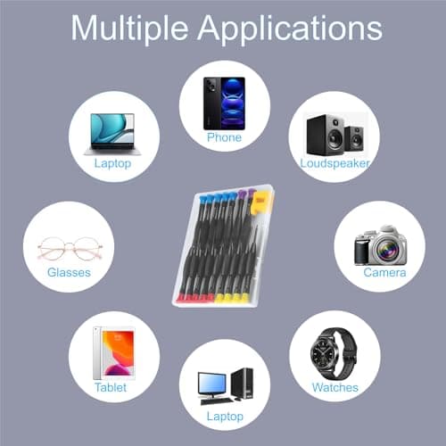 18PCS Mini Precision Screwdriver Set With Case, Lengnoyp Magnetic Small Flathead Phillips Pentalobe Torx Star Screwdriver Set Kit and Tweezers for Repairing Computer Eyeglass Phone Watch — view 5
