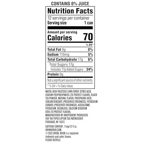 Brisk Lemon Iced Tea, 12 Fl Oz Cans (Pack of 12) — view 3