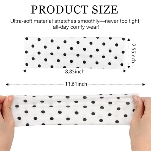 Wecoe Polka Dot Headbands for Women 3 PCS Stretchy Wide Headbands Non-Slip Soft Fabric Hairband Hair Accessories for Gym Yoga Makeup Washing Face(White, Black, Navy Blue) — view 4