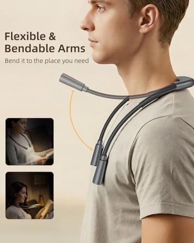 HALEEUR Rechargeable Book Light,3 Colors and Brightness Adjustable Reading Light,Bendable Neck Light,100hrs Long-Lasting,Perfect Reading Lamp Gift for Books in Bed, Knitting,Repairing,Working — view 2