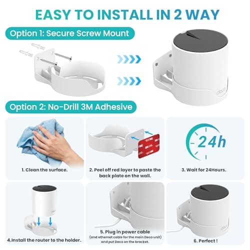 Sootozy Wall Mount Holder for Tp-Link Deco x55 AX3000 WiFi 6 Mesh System, Wall Mount Stand Bracket for Tplink Deco Router x55/AX3000/X20/X50/X60/X4300 Pro/X5000/X5400 Pro/W3600/W4500/W6000 (1 Pack) — view 4
