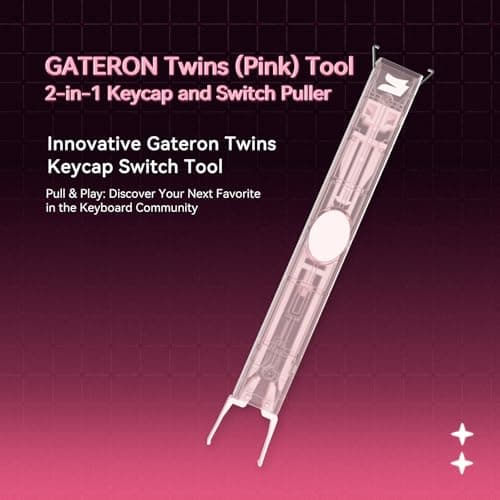 GATERON Twins Switch Puller Keycap Puller, DIY Tool Easily Remove and Replace Gaming Keyboard Switches and Keycaps Integrated for Mechanical Keyboard (Pink) — view 2