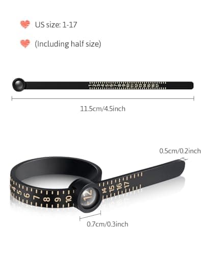 Meowoo Ring Sizer Measuring Tool with Magnifier, for Ring Measurer and Ring Sizer Clear and Intuitive Reading. Plastic Ring Sizer with Lens, 1-17 — view 2