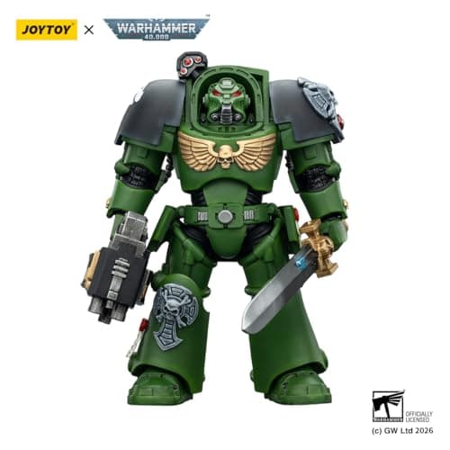 JOYTOY Action Figures Warhammer 40K Terminator Squad 1/18 Movable Model Collectible Figurine Ages 15+ (Salamanders Terminator 1 with Power Sword and Storm Bolter)