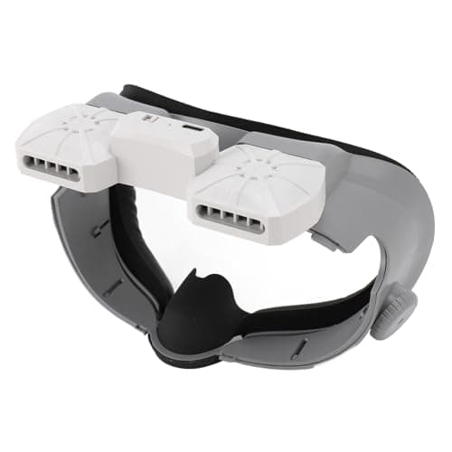 SUNGOOYUE VR Cooling Face Pad, Built in Dual Fans with Adjustable Airflow for Enhanced Comfort, Protein Leather Sponge ABS Material, 2 Speed Levels 3.5H 2.5H Battery Life, Prevent Sweat