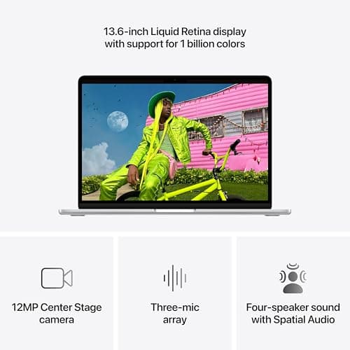 Apple 2026 MacBook Air 13-inch Laptop with M5 chip: Built for AI, 13.6-inch Liquid Retina Display, 16GB Unified Memory, 512GB SSD, 12MP Center Stage Camera, Touch ID, Wi-Fi 7; Silver — view 4
