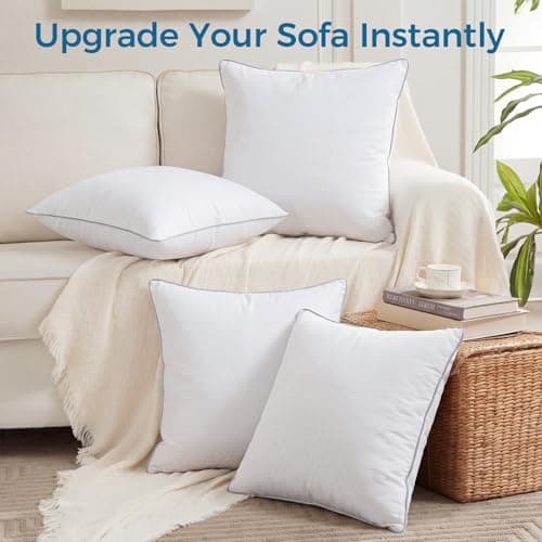 Sasttie 18x18 Throw Pillow Inserts Set of 2, Square Pillows for Couch, Bed, Living Room Decor - Oeko-Tex Certified Down Alternative Plump Filling - Hotel Quality and Machine Washable, 2 Pack — view 4