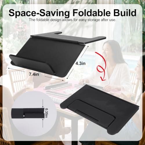 UPABLUNSO Mahjong Card Holder for Table, Under Mat Slide-in Stand for Mah Jongg Cards, Angled Viewing Rack, Foldable Carry Table Accessory, Lightweight 3D Printed Mah Jong Card Holder Black — view 3