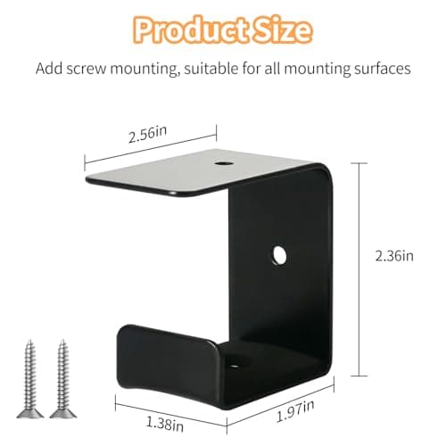 Stinzgie Strong Adhesive Headphone Holder Under Desk, Aluminum Headset Mount Hook with Rubber Pad - 2 Installation Styles for Gaming, Office, Classroom (1 Pack) — view 5
