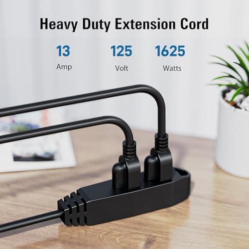 25-Feet 3 Outlet Extension Cord, Kasonic UL Listed, 16/3 SJTW 3-Wire Grounded, 13 Amp 125 V 1625 Watts, Multi-Outlet Indoor/Outdoor Use, Black