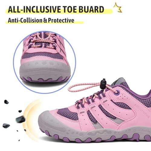 Mishansha Girl's Hiking Shoes Kids Boys Lightweight Non-Slip Trekking Sneakers Toddler Children Anti-Collision Trail Running Walking Hike Shoes Size 9.5 Pink — view 2