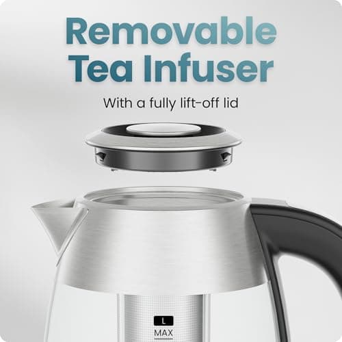 CHEFMAN Lightning High-Powered Electric Kettle, 1.8L 1750W, Rapid Boil 2 Cups in 2 Minutes, BPA Free Cordless Tea Kettle with Digital Temperature Control and 1-Hour Keep Hot – Stainless Steel — view 5