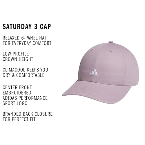 adidas Women's Saturday Hat – Relaxed Fit Strapback Baseball Cap, Preloved Fig Purple/White/3, OSFA