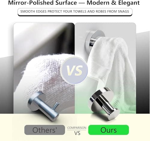 Elyzir Towel Hooks for Bathrooms, 2 Packs Wall Mount Towel Holder, Stainless Steel Heavy Duty Wall Hooks, Rustproof Door Hook for Kitchen, Bedroom, Hotel, Pool, Towels, Coats, Clothes (Drilling) — view 2