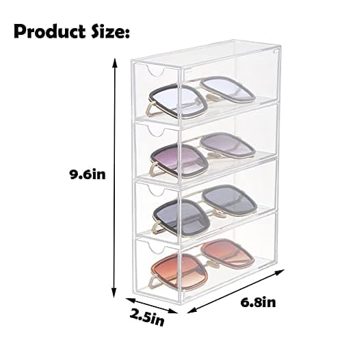 Sunglass Storage Box, Acrylic Eyeglass Organizer, Make-up Storage Drawer Tray, Jewelry Trays, Type Strong Load-bearing Easy Access 4-Layer Transparent Visual Sunglasses Case Home Office Using — view 5