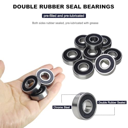 10 PCS 6000-2RS Double Rubber Seal Bearings 10x26x8mm, Pre-Lubricated and Stable Performance and Cost Effective, Deep Groove Ball Bearings. (6000-RS) — view 4