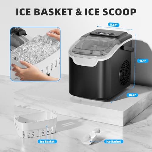 Antarctic Star Ice Maker Countertop, 8 Bullet Ice Cubes in 6 Mins, 26.5 lbs/Day, Self-Cleaning, 2 Sizes, Ultra-Quiet for Home/Kitchen/Camping/RV — view 3