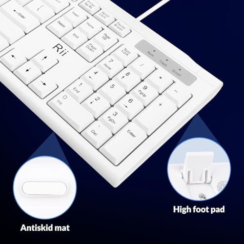 Rii RK907 Ultra-Slim Compact USB Wired Keyboard for Mac and PC,Windows 10/8 / 7 / Vista/XP(White) — view 4