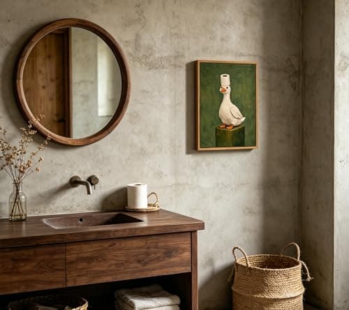 Framed Funny Bathroom Canvas Wall Art, Duck and Toilet Paper Painting Picture Wall Decor, Vintage Cute Animal Toilet Poster Print Artwork for Bathroom, Washroom, Restroom Decoration 8x10in — view 3