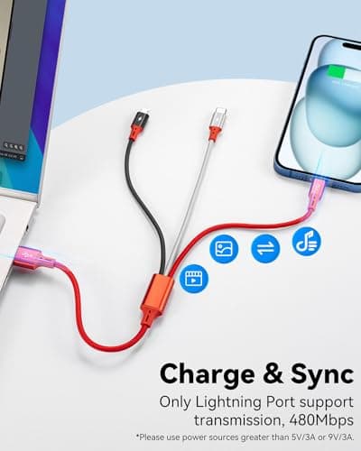 Multi Charging Cable, 3 in 1 Retractable Multiple Charger Cable, Fast Charging Cable, USB C Charger with Lightning/Micro/Type C for iPhone, iPad, Samsung, PS, Tablets & More (3,1ft)