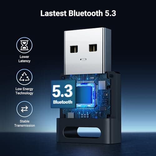 UGREEN USB Bluetooth 5.3 Adapter for PC, Plug & Play for Windows 11/10/8.1, Bluetooth Dongle Receiver for Keyboard/Mouse/Headphone/Speakers/Printer