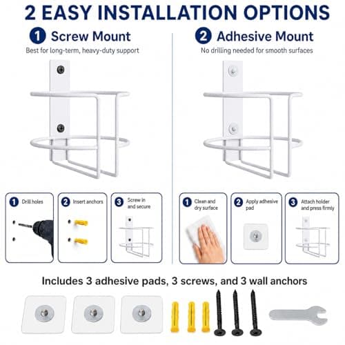 Wall Mount Cleaning Wipes Holder for Clorox & Lysol Wipe Canisters, Metal Wipes Canister Wall Bracket Fits up to 5.2" Diameter, Adhesive or Screw Mount Organizer for Kitchen Bathroom Gym Office — view 3