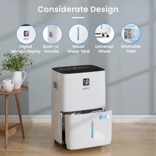 Yaufey 6000 Sq. Ft. Energy Star Certified Dehumidifier, Max 120 Pints Dehumidifier for Basement with Drain Hose, Smart Compressor with Intelligent Humidity Control, Dehumidifiers for Home Bedroom — view 5