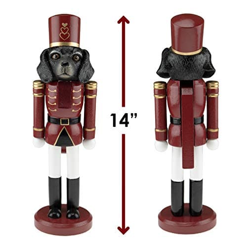 Clever Creations Black Hound Dog 14 Inch Traditional Wooden Nutcracker, Festive Christmas Décor for Shelves and Tables
