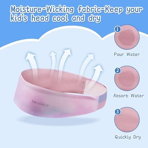 Trodalo Kids Sports Headbands for Girls Boys, Moisture Wicking Elastic Cooling Sweatbands, Non-Slip Lightweight Stretchy Hairbands for Soccer, Running, Basketball, Tennis — view 3