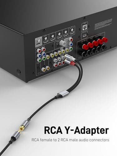 KAYQINHO RCA Y Adapter Splitter Cable, RCA Y Splitter 1 Female to 2 Male, 20cm Short Stereo Audio Y Cable for Amplifier, Subwoofer, Home Theater, DVD, TV, Speaker.