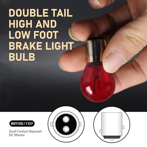 Zikefest 10PCS 1157 Bulb, Tail High and Low Brake Light Bulb, P21/5W S25 2057 2357 7528 BAY15D Light Bulb, Turn Signal Light Bulb Replacement, Universal Halogen Brake Tail Light Parking Light (Red) — view 3