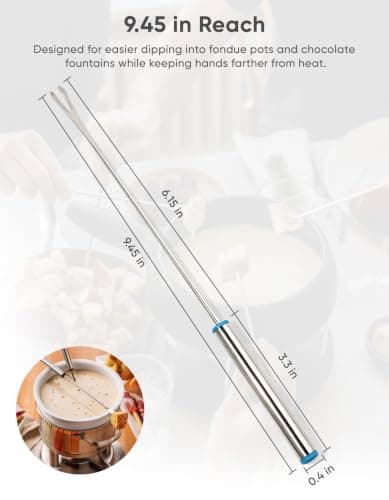 Fondue Forks, 3PCS 9.45" Stainless Steel Double Prong, Color Coded — view 3