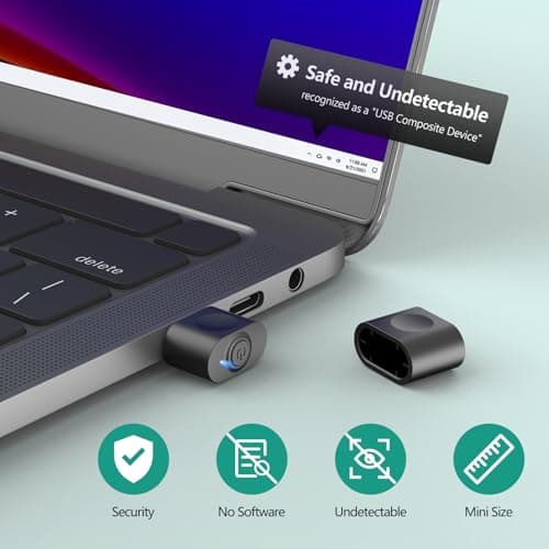 HOTLIFE Undetectable Mouse Jiggler, USB Mover Device Keeps PC Awake, Driver-Free Wiggler Auto Shaker with 3 Mode Switch Button to Keep Laptop Computer Screen Active, Black — view 3
