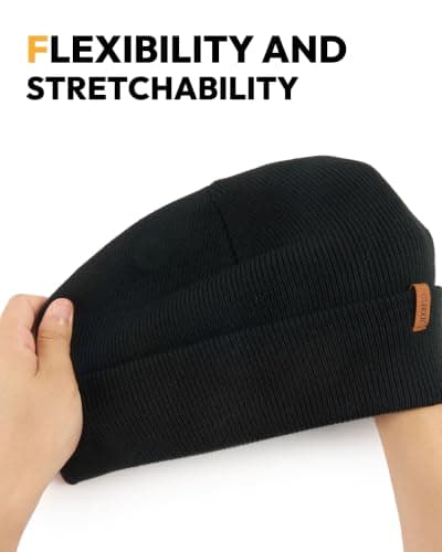 OLIKER Winter Warm Knit Beanie for Men Women, Double Layer Cuffed Slouchy Skull Cap (Black)