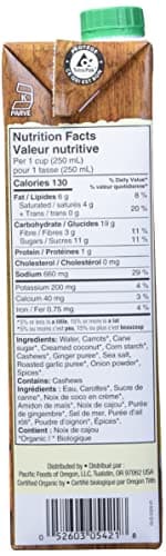 Pacific Foods Organic Cashew Carrot Ginger Soup, 1L