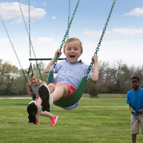 Backyard Discovery Big Brutus Galvanized Steel Swing Set Kit with Classic A-Frame, Two Belt Swings, One Trapeze Bar, Easy Assembly, Heavy-Duty Powder-Coated Steel, Weather-Resistant, Outdoor Playset — view 3