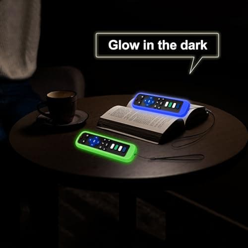 (Pack of 2) Remote Cover Case for Roku TV Remote Control/Silicone Protective Sleeve Skin - Glow in The Dark (Green/Blue) — view 5