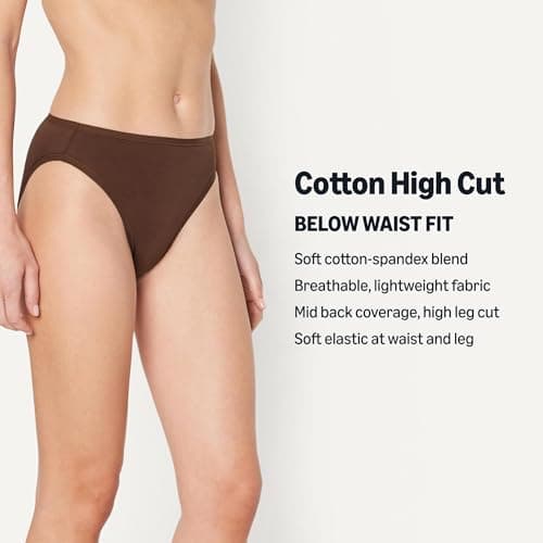 Amazon Essentials Women's Cotton Spandex Bikini Brief Underwear (Available in Plus Size), Pack of 6, Rich Hazel, X-Large