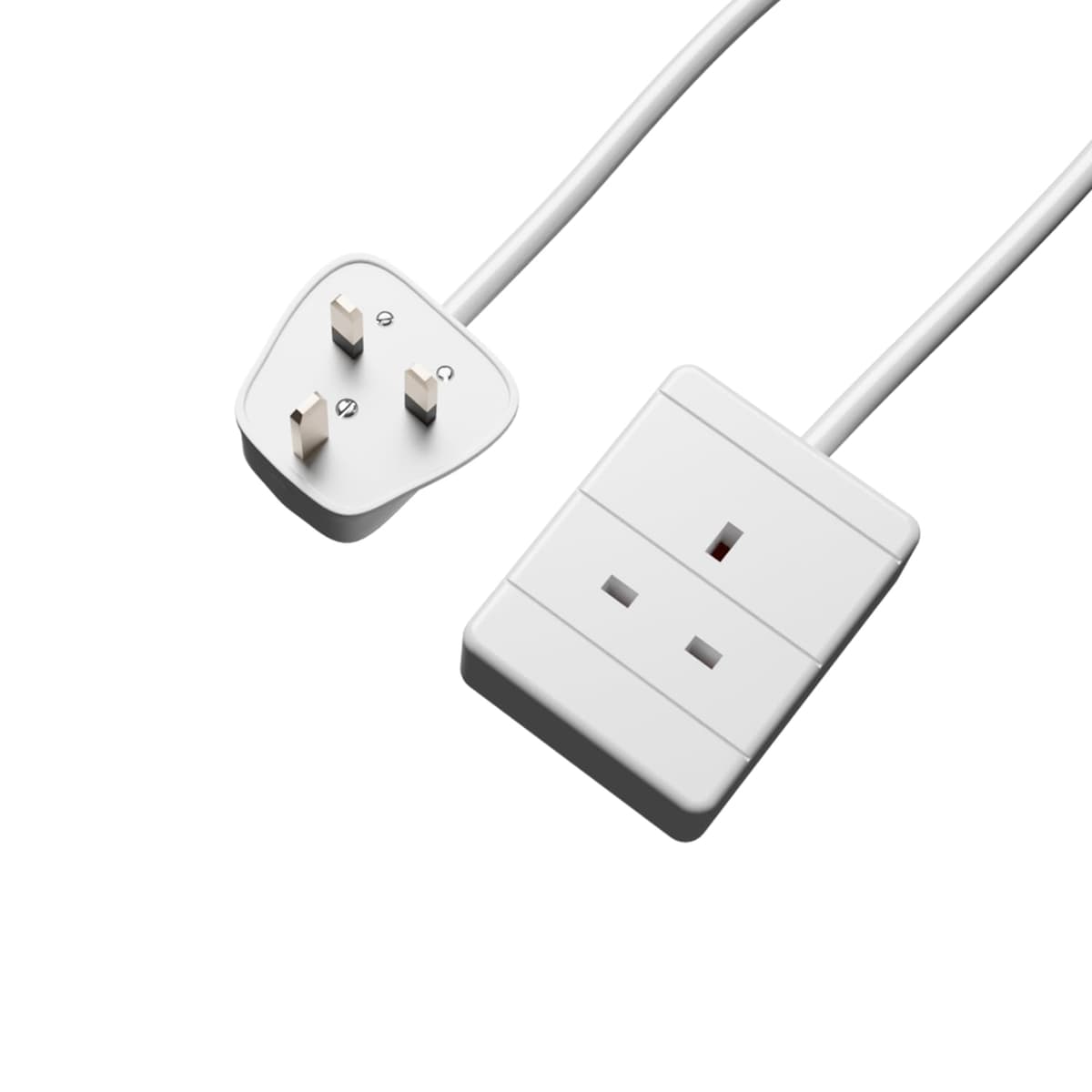 rhinocables Extension Wire UK | 13A One-Way Socket Lead for Home, Office & Workshop Setups | Safe BS1363/A 230V Cable with Robust Build, White (1m)