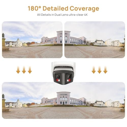 4K Dual-Lens PoE Security Camera with 180° Panoramic View, 8MP IP Outdoor Camera 98ft Full Color/IR Night Vision,Person/Vehicle Detection,Two-Way Talk,SD Slot(512GB)Compatible with Hik Vision NVR NDAA